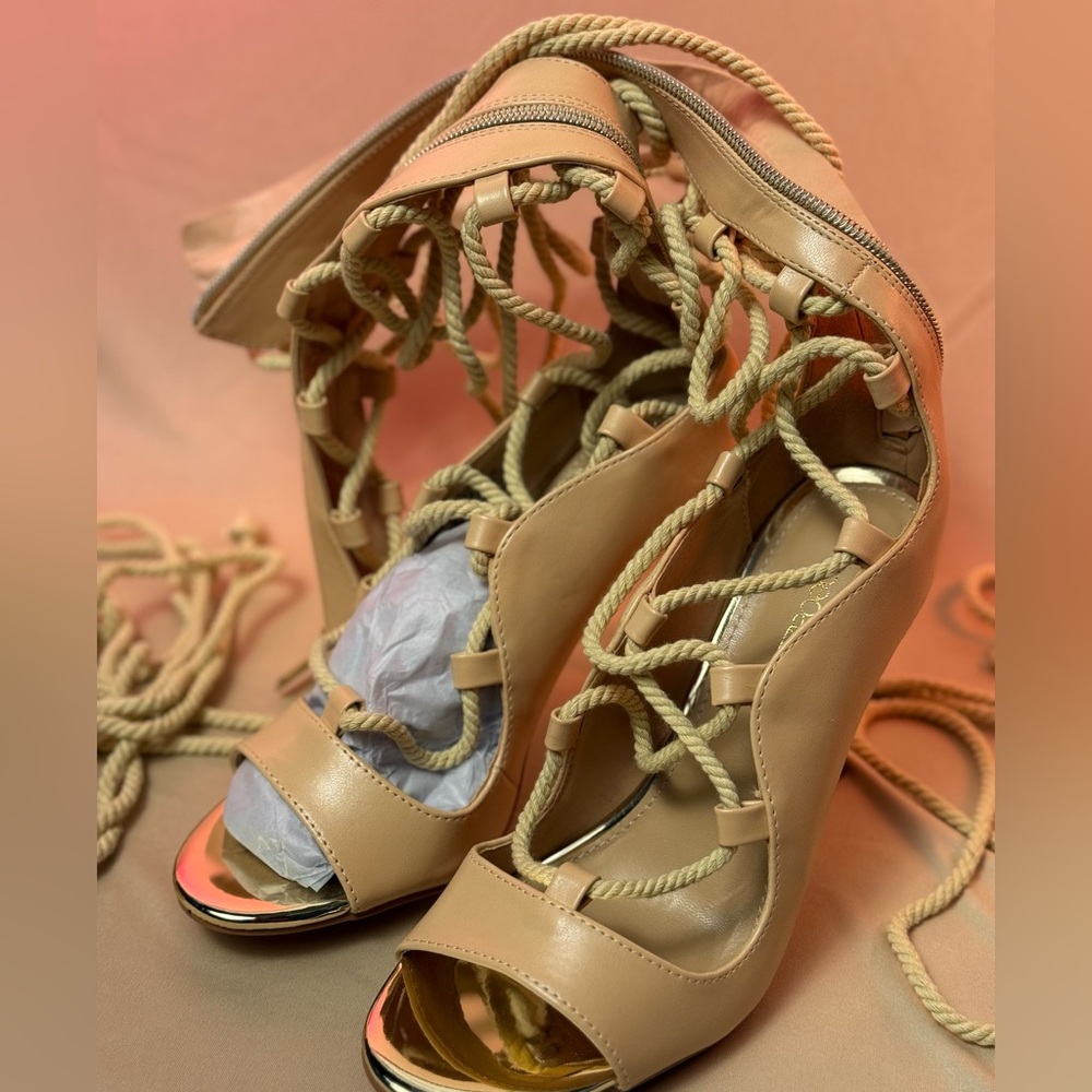 Tan Lace-Up Women Shoes